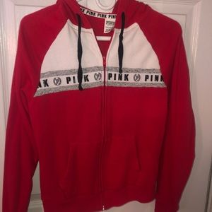 PINK red zip up sweater